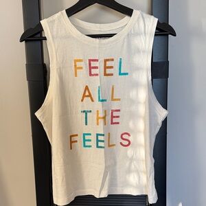 Fifth Sun White Muscle Tee with Colorful Graphic